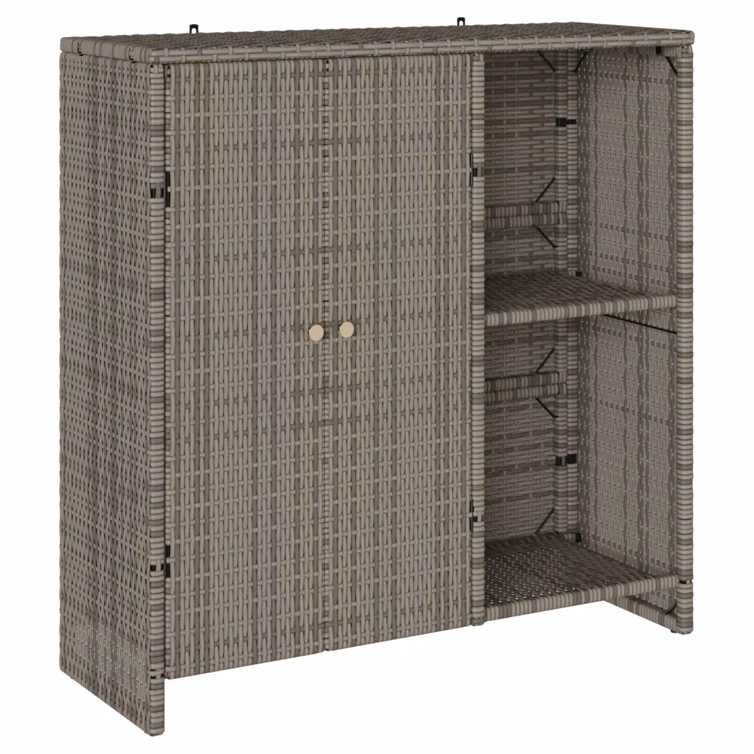 Berkfield Home Modern Freestanding Rattan and Metal Storage Cabinet in Grey, W/D/H: 100 x 36 x 102 cm – 2