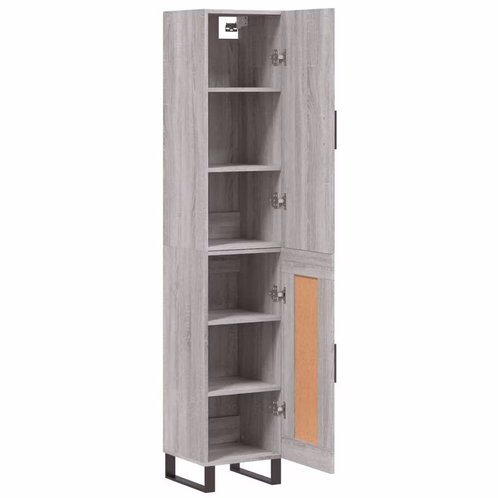 Berkfield Home Grey Sonoma Highboard with Hinged Doors and Internal Shelves, H 180 x W 34.5 x D 34 cm – 3