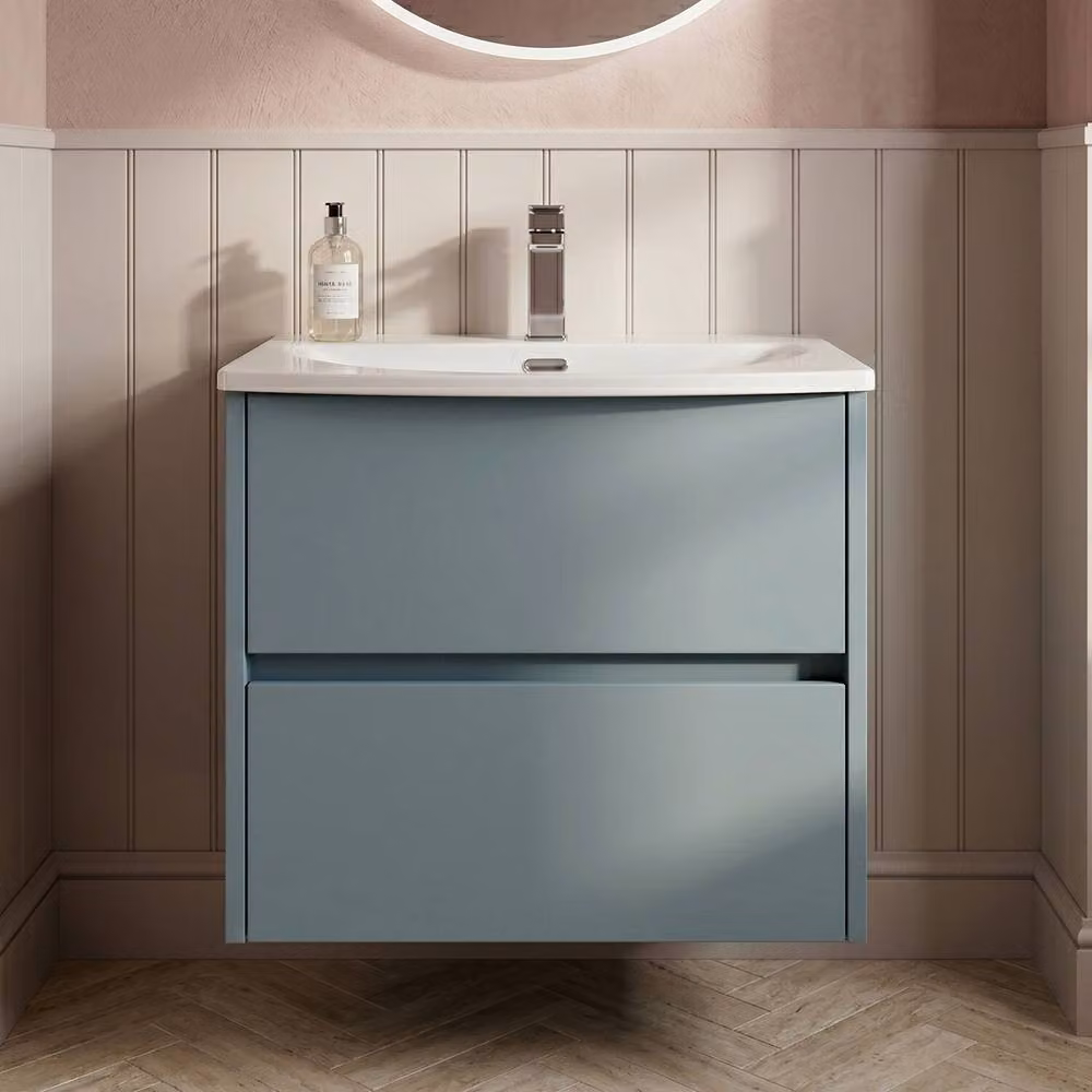 Balterley Chartley 2 Drawer Wall Hung Vanity Basin Unit, Coastal Grey, Width: 60 cm – 3