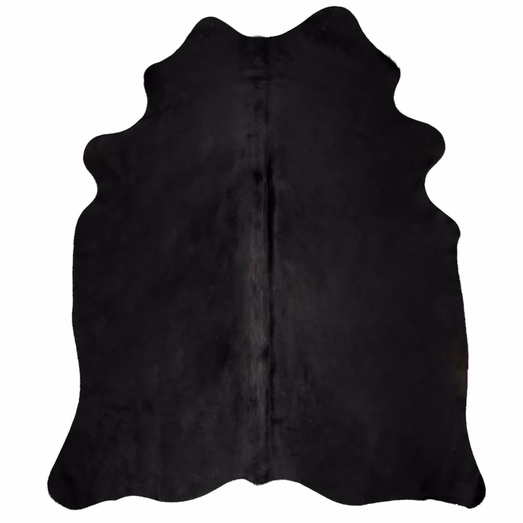 Berkfield Home Black Real Cow Hide Round Rug, Diameter: 100 cm – 2