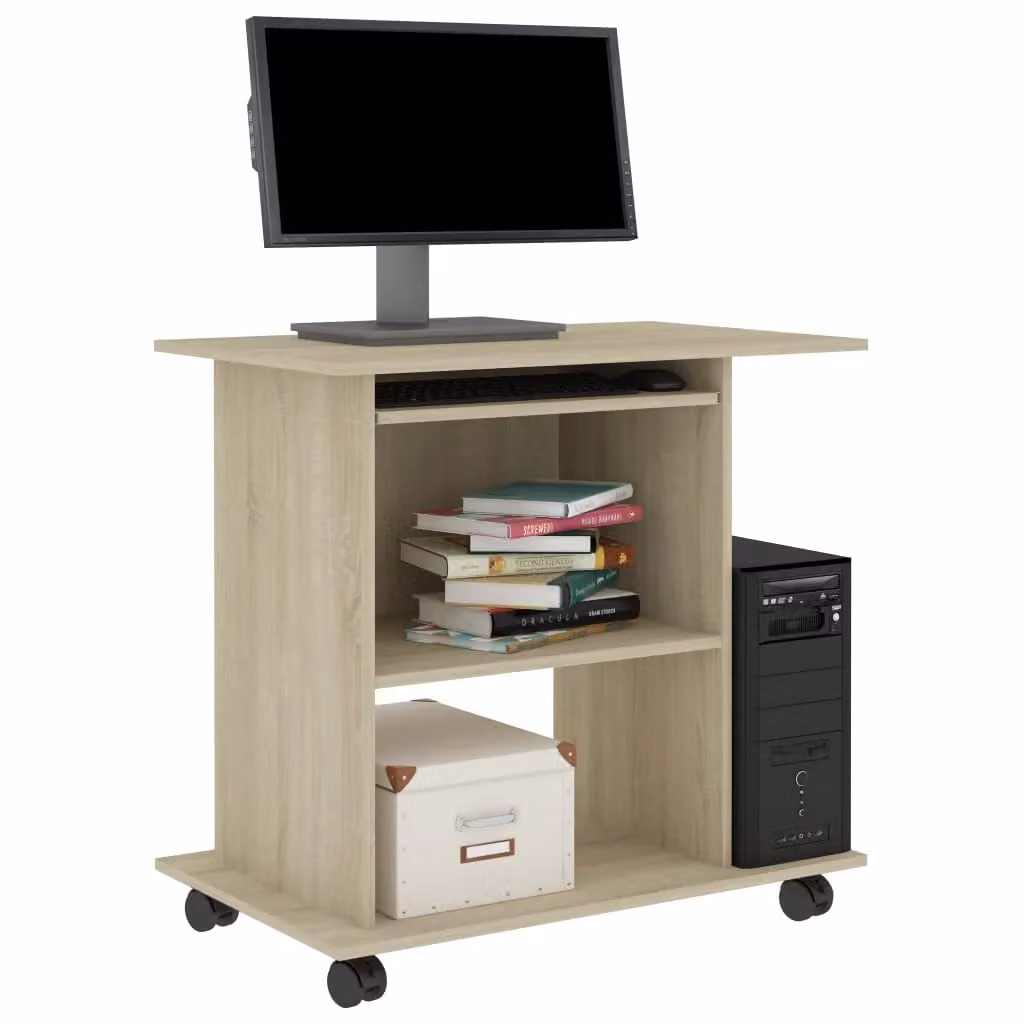 Berkfield Home Computer Desk in Sonoma Oak Brown, W/D/H: 80 x 50 x 75 cm – 3