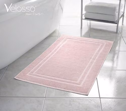 Velosso Cotton Striped Bath Mat, Blush Pink, W: 80 cm, D: 50 cm – 2