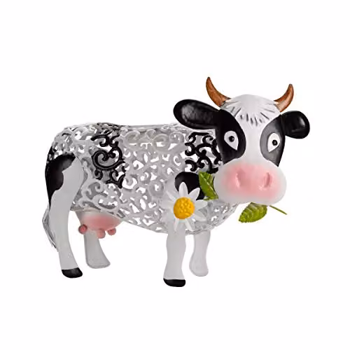 Garden Greatness Daisy Cow Silhouette Solar Garden Light in White and Multicolour