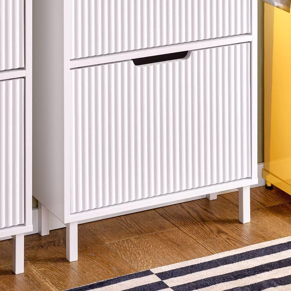 SoBuy Modern Slim White Matt Shoe Cabinet with Tilting Compartments and Internal Shelves – 3