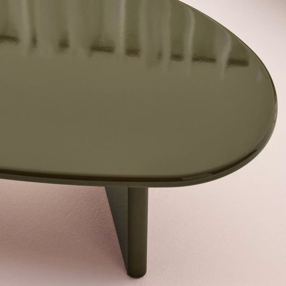 sweeek Oval Coffee Table with Glossy Finish in Beige, W/D/H: 60 x 60 x 34.5 cm – 3