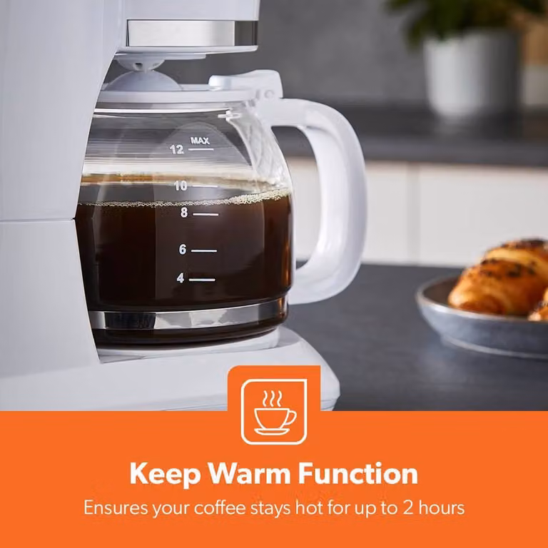 Geepas 1.5L Filter Coffee Machine and 4 Slice Toaster Combo Set in White