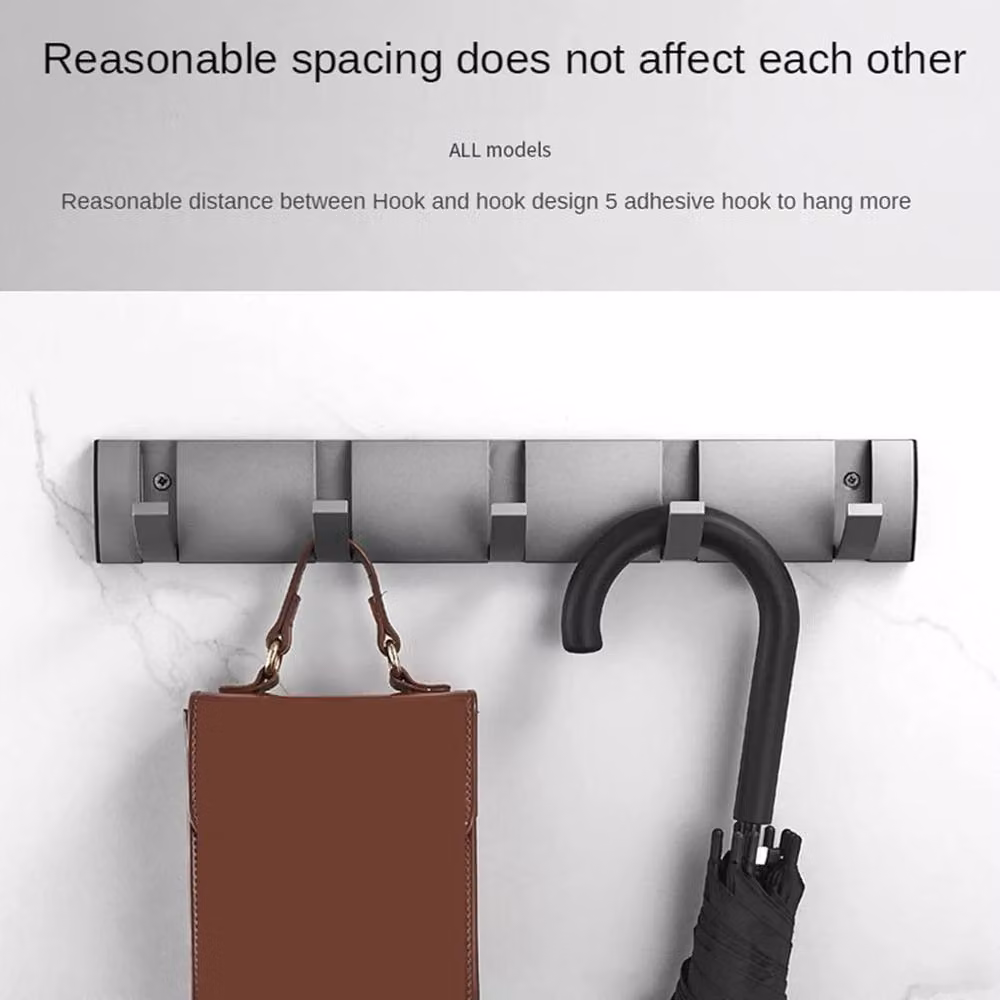 NESTLUNE Wall Mounted Aluminium Metal Coat Hooks and Clothes Hanger Rack in Silver – 2