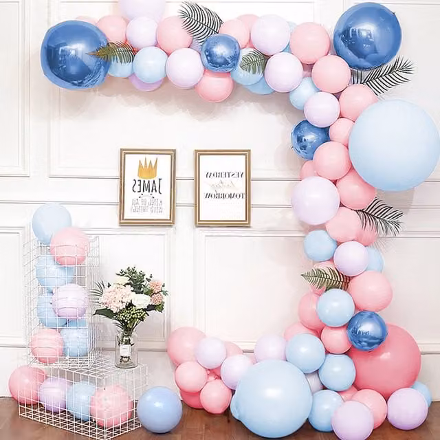 Livingandhome 301 Piece Balloon Set for Party and Wedding Backdrop Decoration in Macaron Blue, Pink and Purple