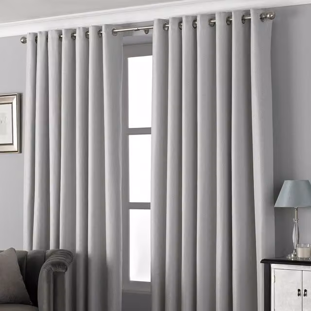 Paoletti Pendleton Silver and Grey Dotted Jacquard Eyelet Curtains