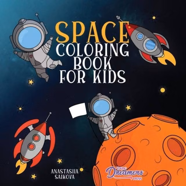 Young Dreamers Press Space Coloring Book for Kids with Astronauts, Planets and Space Ships, Multicolour