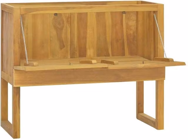 Berkfield Home Brown Solid Wood Teak Freestanding Bathroom Cabinet W/D/H: 90 x 45 x 75 cm – 1
