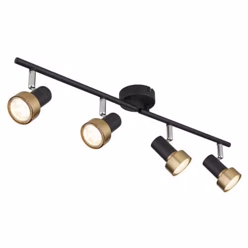 Netlighting Mason Adjustable Ceiling Spotlight Bar in Black and Gold for 4x GU10 Bulbs