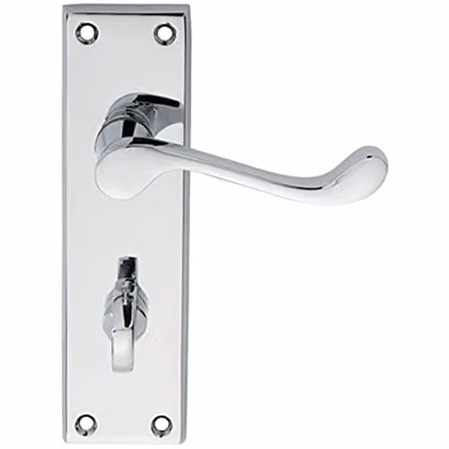 Loops Victorian Scroll Lever Bathroom Backplate Pair in Polished Chrome, W: 150 mm x H: 43 mm