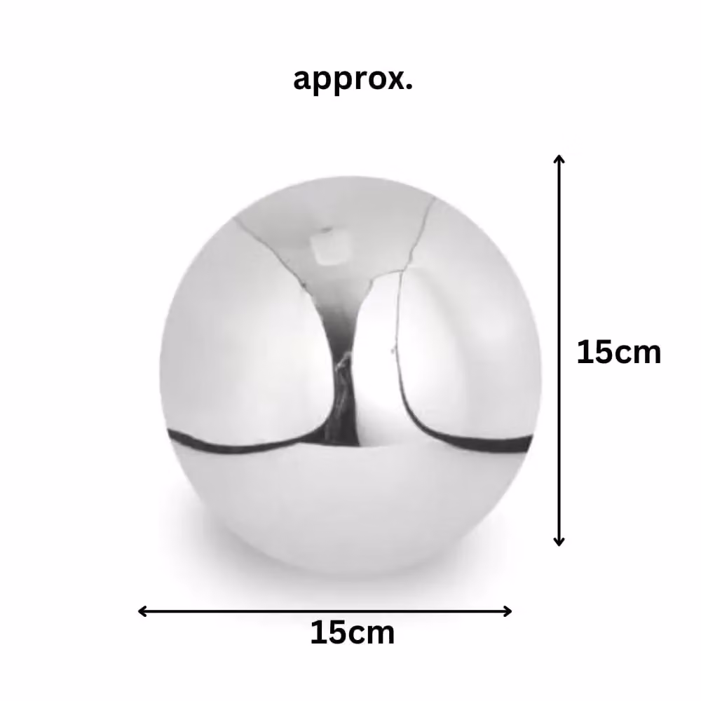 Marco Paul Silver Stainless Steel Modern Round Gazing Ball Garden Ornament, Diameter: 15 cm – 2