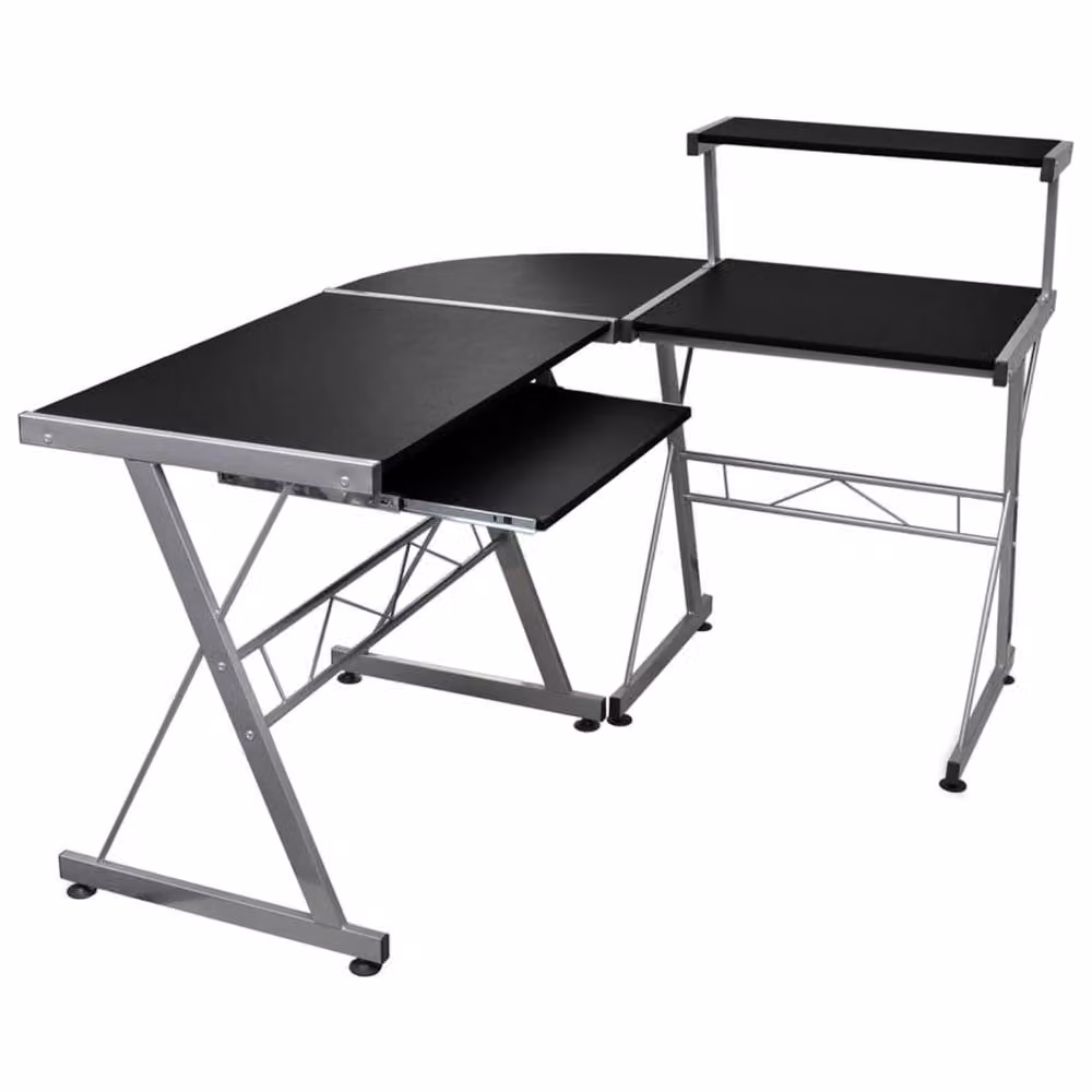 Berkfield Home Corner Computer Desk in Black, W/D/H: 132 x 112 x 99 cm – 2