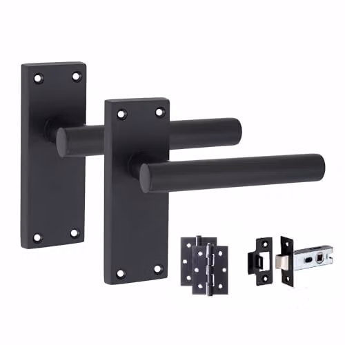 Golden Grace Victorian T-Bar Latch Door Handles, Matt Black, Set of 5 – 1