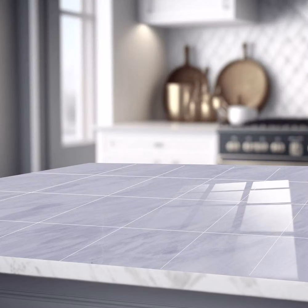 PAWNORA Grey Marble Look Glossy Wall Tile Stickers, 24 Pack – 6