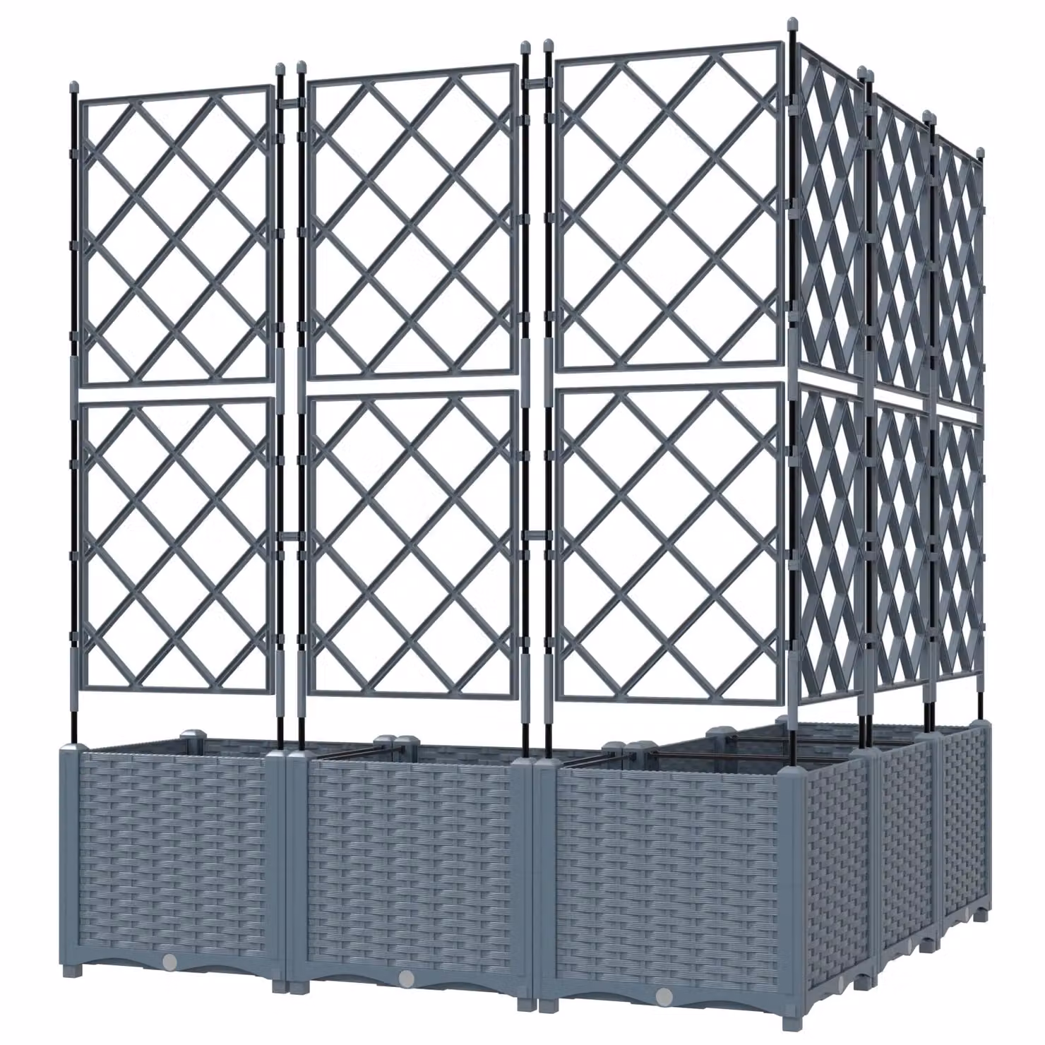 Berkfield Home Garden Planter with Trellis, 5 Pieces, Light Grey, W/D/H: 120 x 120 x 143 cm – 6
