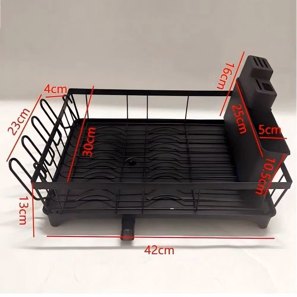 Havendro Dish Drainer Rack with Cutlery and Cup Holder in Black – 2