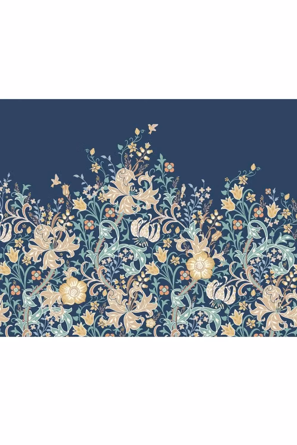 Origin Murals Trailing Lily Floral Wall Mural in Blue, W: 300 cm x H: 240 cm – 2