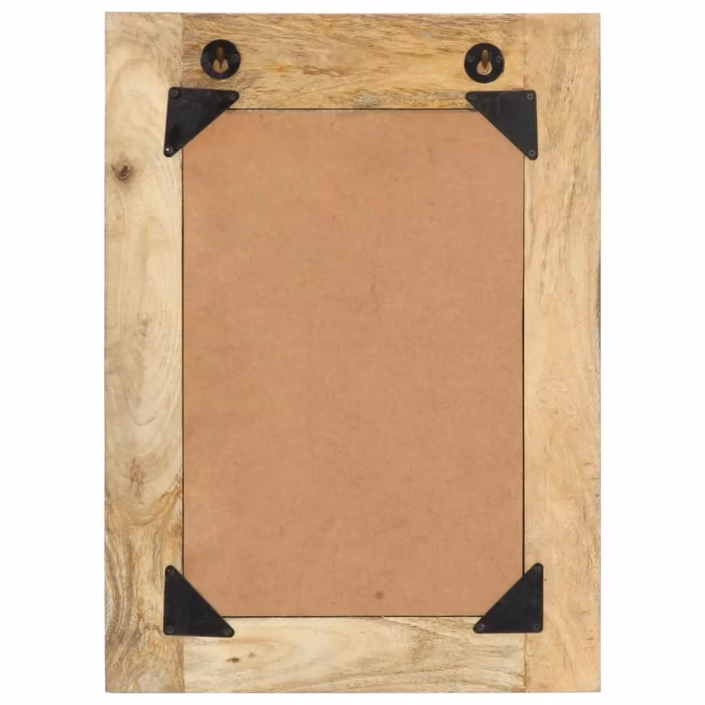 Berkfield Home Hand Painted Floral Rectangular Wall Mirror in Brown, W: 40 cm, H: 55 cm, Solid Mango Wood – 2