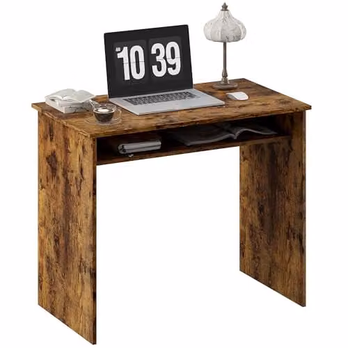 HOMCOM Modern Computer Desk for Home Office, Brown, W: 90 cm, D: 50 cm, H: 74 cm – 1