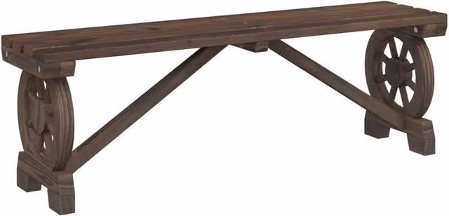Berkfield Home Rustic Solid Wood Fir Garden Bench in Brown, Width: 115 cm