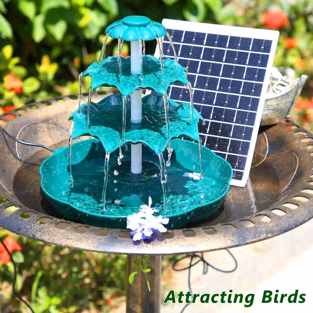 FLAVORA Solar Birdbath Fountain in Green with 6.5W Power and 1200mAh Rechargeable Battery, W/D: 100 x 100 cm – 5
