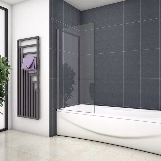 NESTLUNE Modern Reversible Fixed Bath Shower Screen, Clear Glass, Width: 70 cm – 1