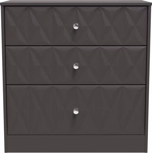 Ready Assembled 2 U Memphis 3 Drawer Deep Chest in Dark Grey