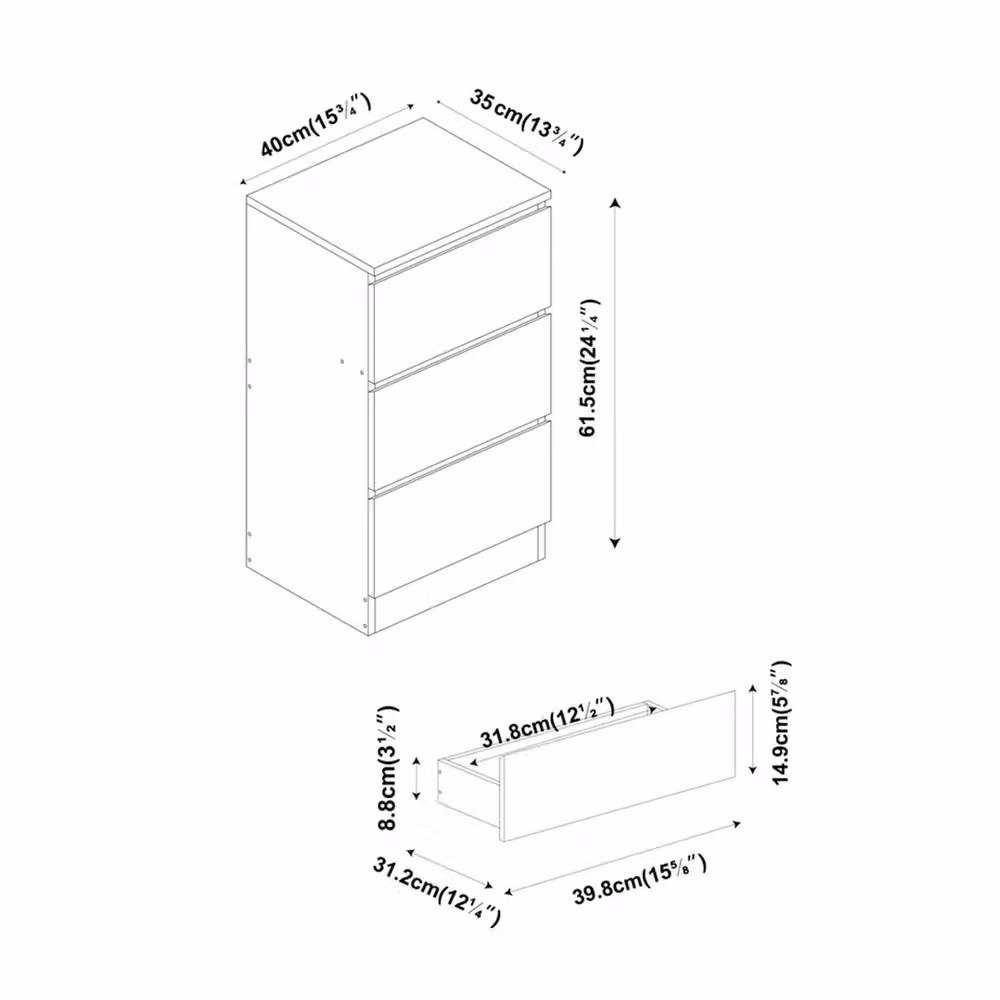 PAWNORA Modern Freestanding Bedroom Chest Cabinet in Oak and White – 2