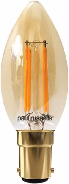 Paul Russells 4.5W LED Filament Candle Bulb, B15, 400lm, 2200K Warm White