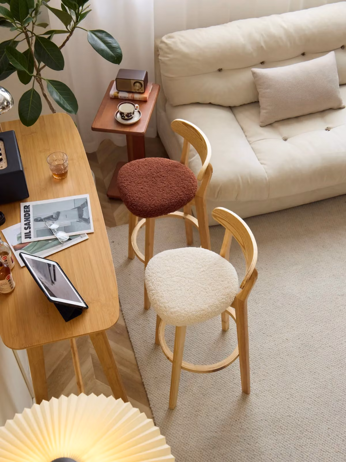 Victoria M Set of 2 Scandinavian Red Solid Wood Bar Stools with Matt Finish – 3