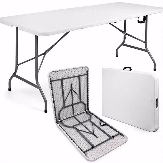 Dragodirect Heavy Duty 6ft Folding Trestle Camping and Outdoor Table in White
