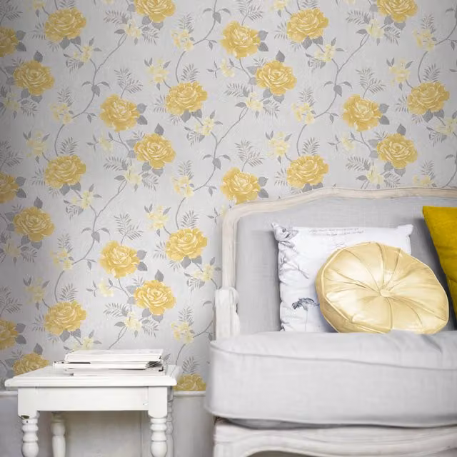 Muriva Rosalind Grey and Ochre Yellow Product