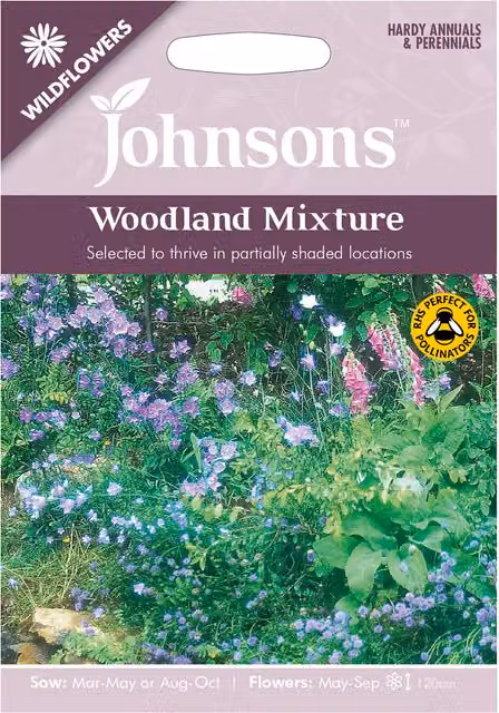 Johnsons Multicolour Woodland Mixture Wildflower Seeds for Ornamental Gardens