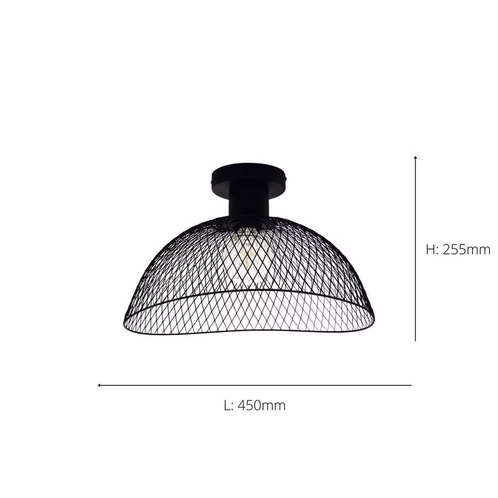 Eglo Pompeya Metal 1 Light Industrial Ceiling Pendant in Black – 4