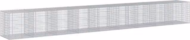 Berkfield Home Gabion Basket with Cover in Silver Galvanised Steel, W/D/H: 900 x 100 x 100 cm