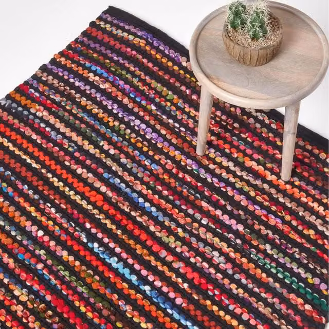 Homescapes Handwoven Boho Chindi Folk Rug, Multicolour, W/D/H: 170 x 120 x 0.3 cm – 1
