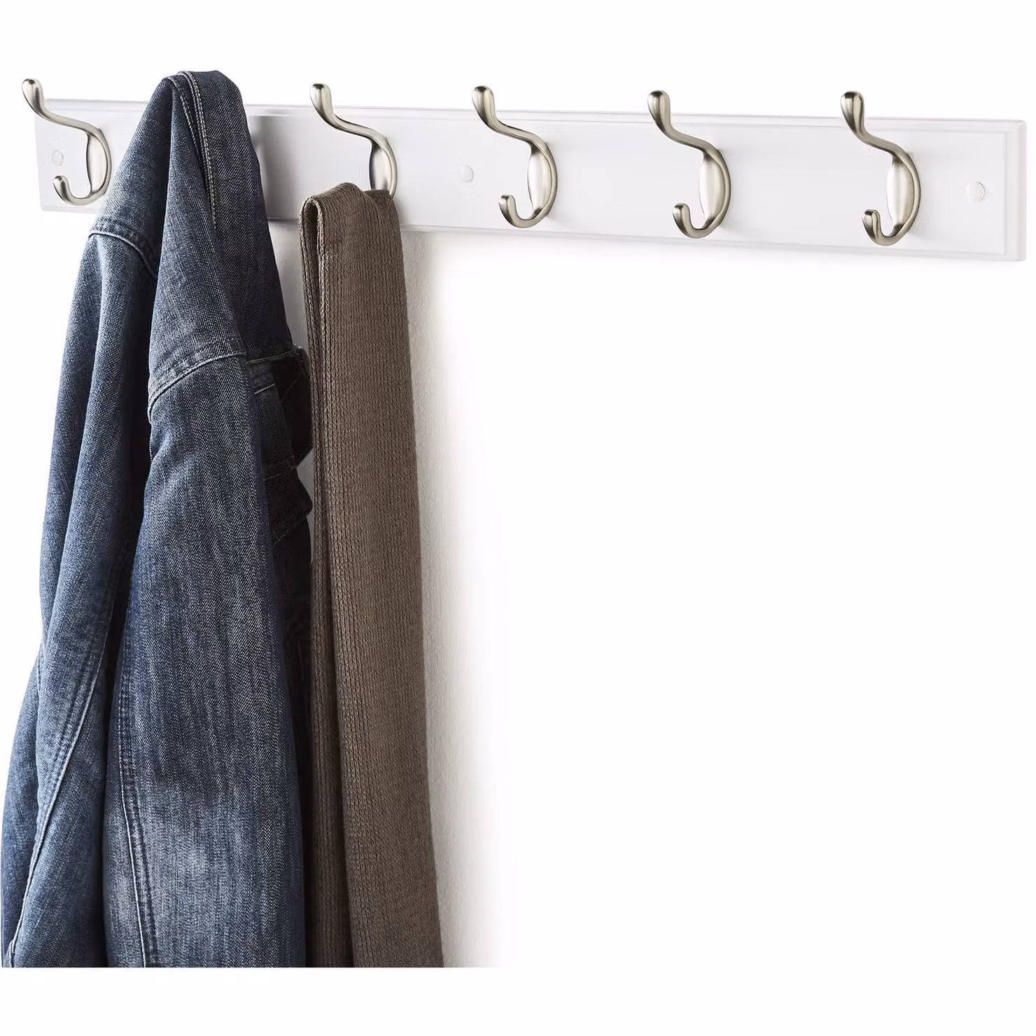 House Of Home Set of 6 Polished White Wood Wall Mounted Double Coat Hooks – 2