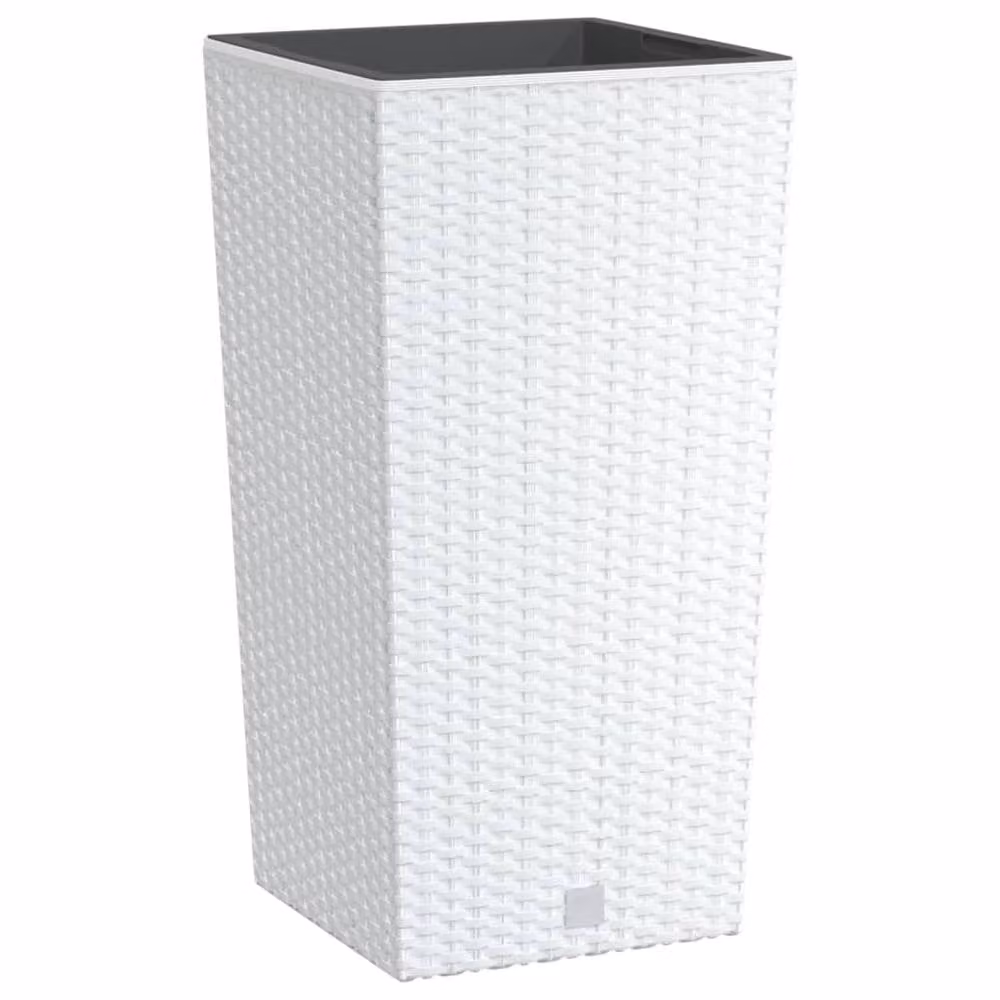 Berkfield White Rattan Planter with Removable Inner Tub, 26.5 L – 2