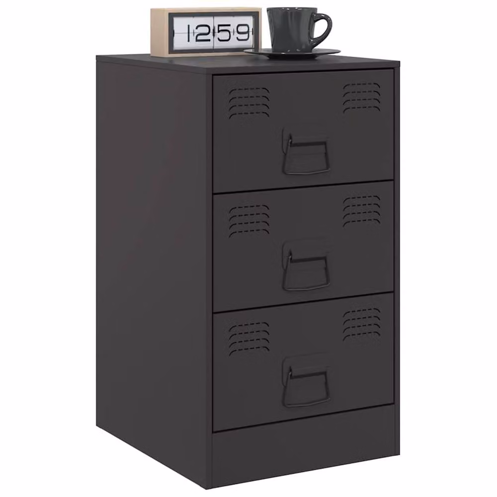 Berkfield Home Set of 2 Black Steel Bedside Cabinets, W/D/H: 34.5 x 39 x 62 cm – 2