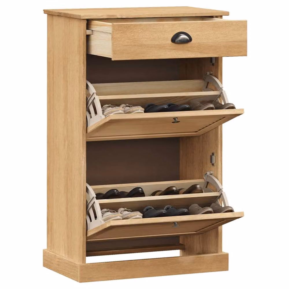Berkfield Home VIGO Shoe Cabinet in Brown Solid Pine Wood, W/D/H: 60 x 35 x 96 cm – 2