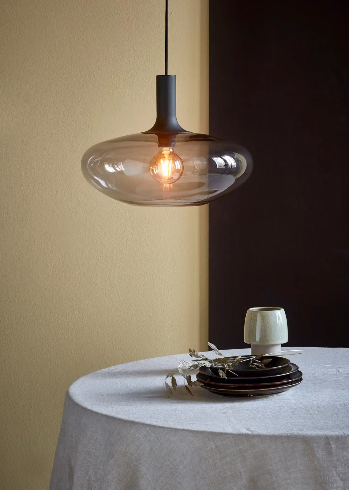 Nordlux Alton Round Pendant Light in Black Glass and Metal, Diameter: 35 cm – 2