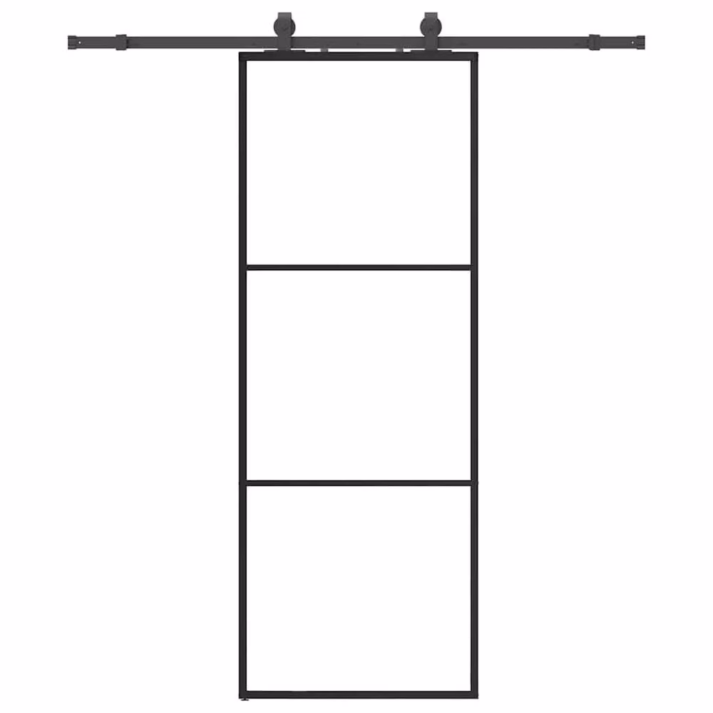 Berkfield Home Sliding Glass Door with Hardware Set, Black, W: 76 cm, H: 205 cm – 2