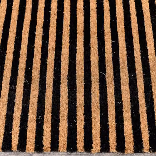 Melody Maison Black Striped Print Coir and Rubber Non-Slip Door Mat, W: 60 cm, D: 40 cm – 3