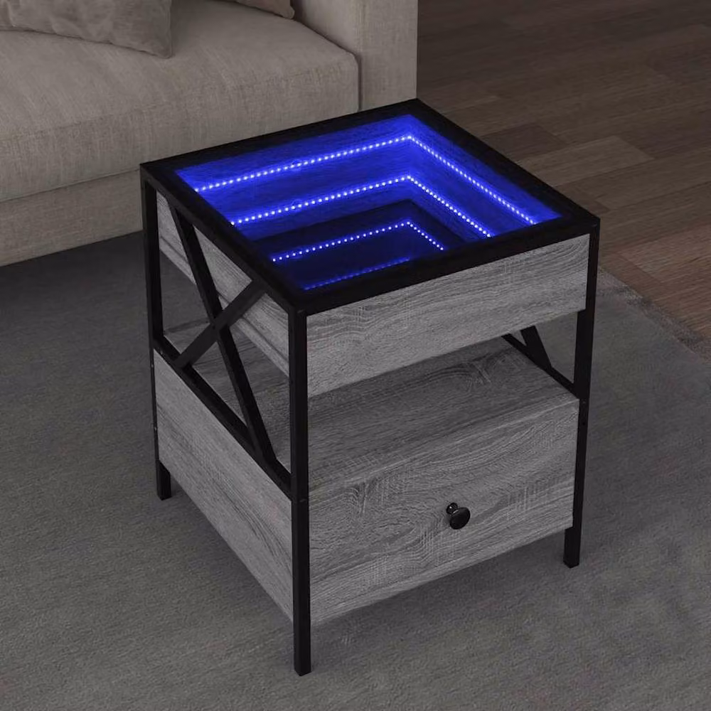 Berkfield Home Infinity LED Coffee Table in Grey Sonoma, W/D/H: 40 x 40 x 51 cm – 2