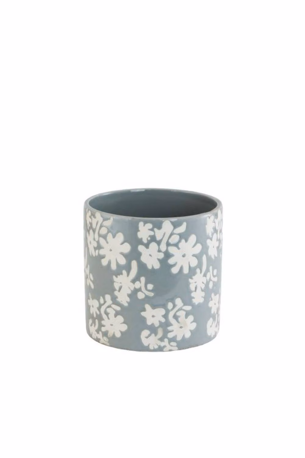 KDMD Blue Glazed Ceramic Pot with White Floral Pattern, 3 Pack – 2