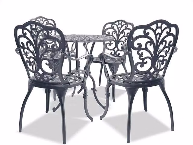 Centurion Supports Classic Floral Bistro Set in Grey and Black with Metal Frame
