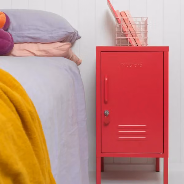 Mustard Made The Shorty Poppy Red Freestanding Metal Cabinet with Hinged Doors and Internal Shelves, W/D/H: 46 x 35 x 72 cm – 2